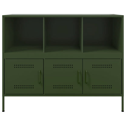 Dressoir 100,5x39x79 cm koudgewalst staal olijfgroen