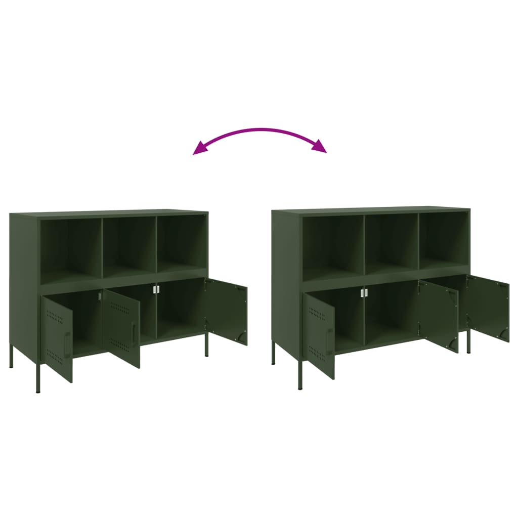 Dressoir 100,5x39x79 cm koudgewalst staal olijfgroen