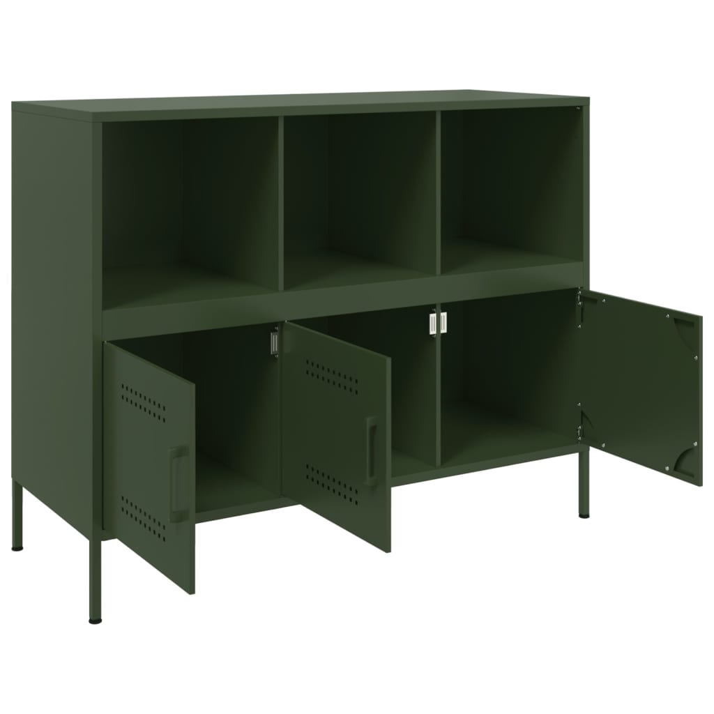 Dressoir 100,5x39x79 cm koudgewalst staal olijfgroen