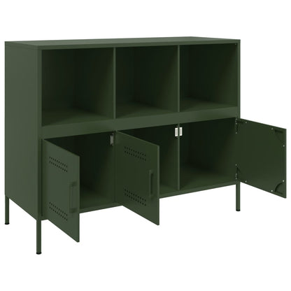 Dressoir 100,5x39x79 cm koudgewalst staal olijfgroen