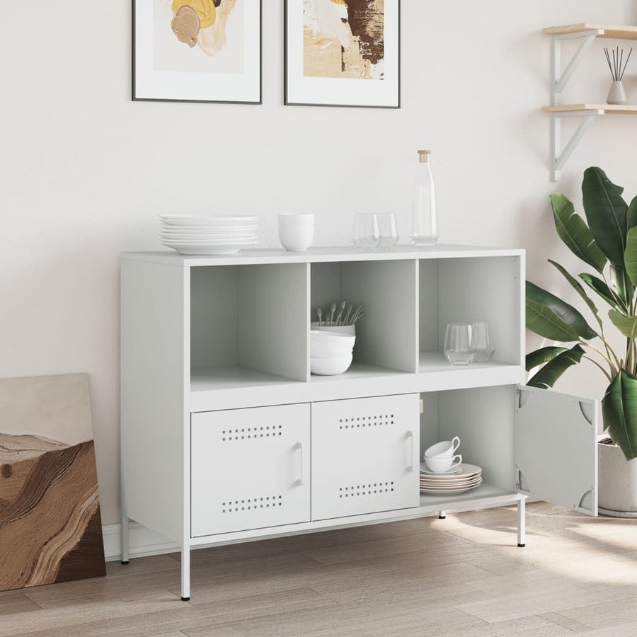 Dressoir 100,5x39x79 cm koudgewalst staal wit