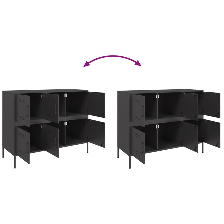 Dressoir 100,5X39X79 Cm Staal Zwart