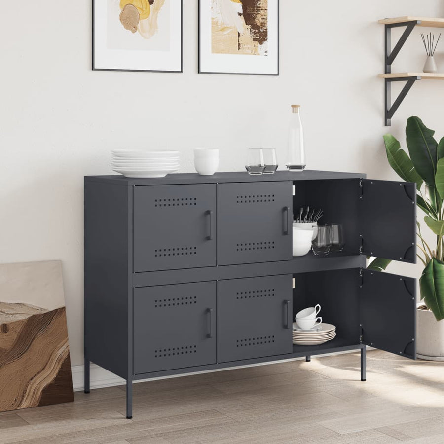 Dressoir 100,5X39X79 Cm Staal Kleurig Antraciet