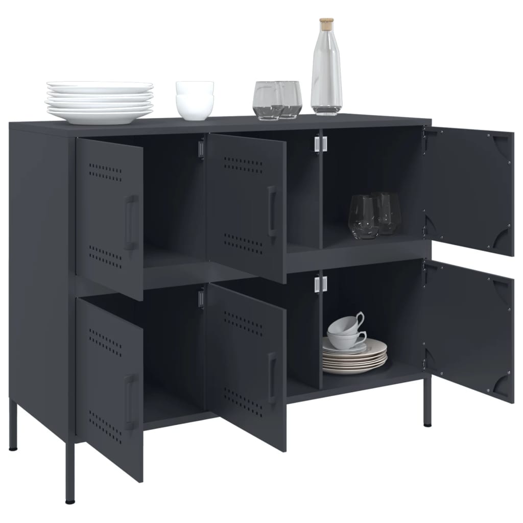 Dressoir 100,5X39X79 Cm Staal Kleurig Antraciet