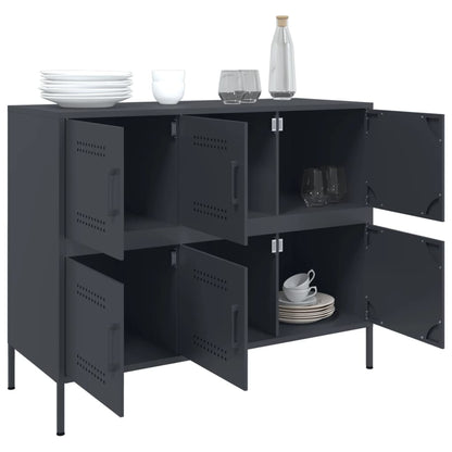 Dressoir 100,5X39X79 Cm Staal Kleurig Antraciet