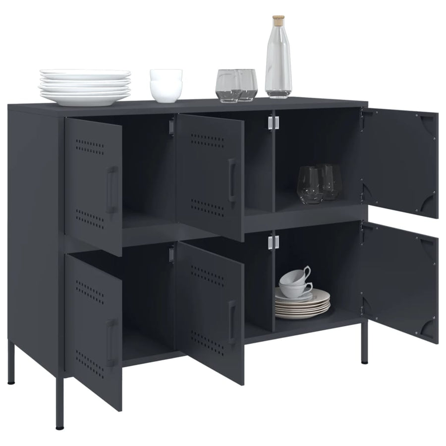 Dressoir 100,5X39X79 Cm Staal Kleurig Antraciet
