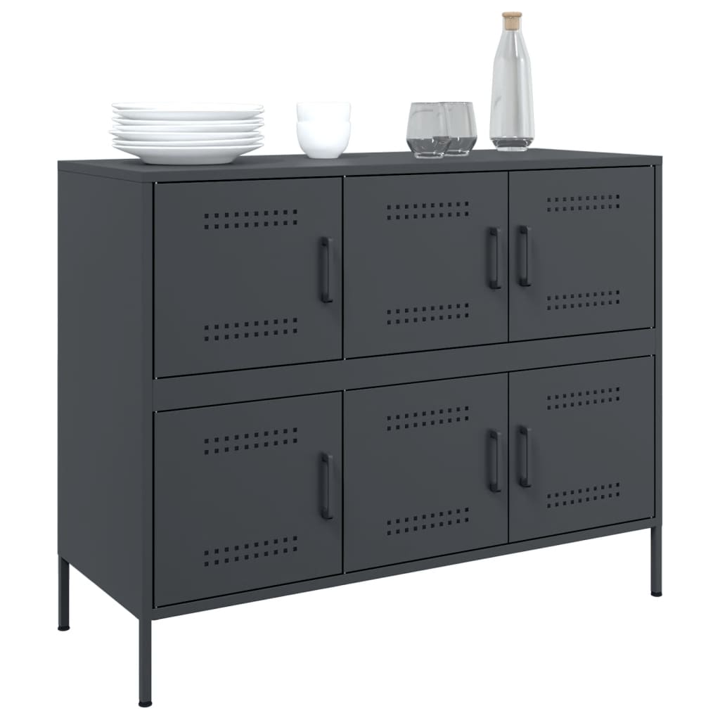 Dressoir 100,5X39X79 Cm Staal Kleurig Antraciet