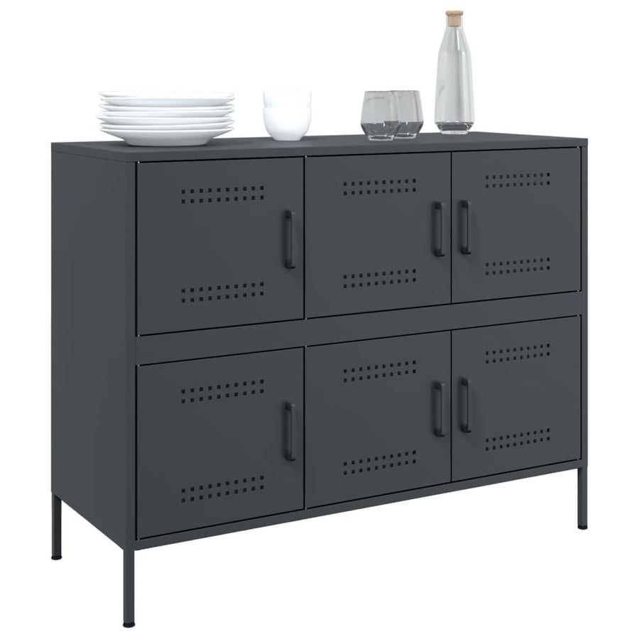 Dressoir 100,5X39X79 Cm Staal Kleurig Antraciet