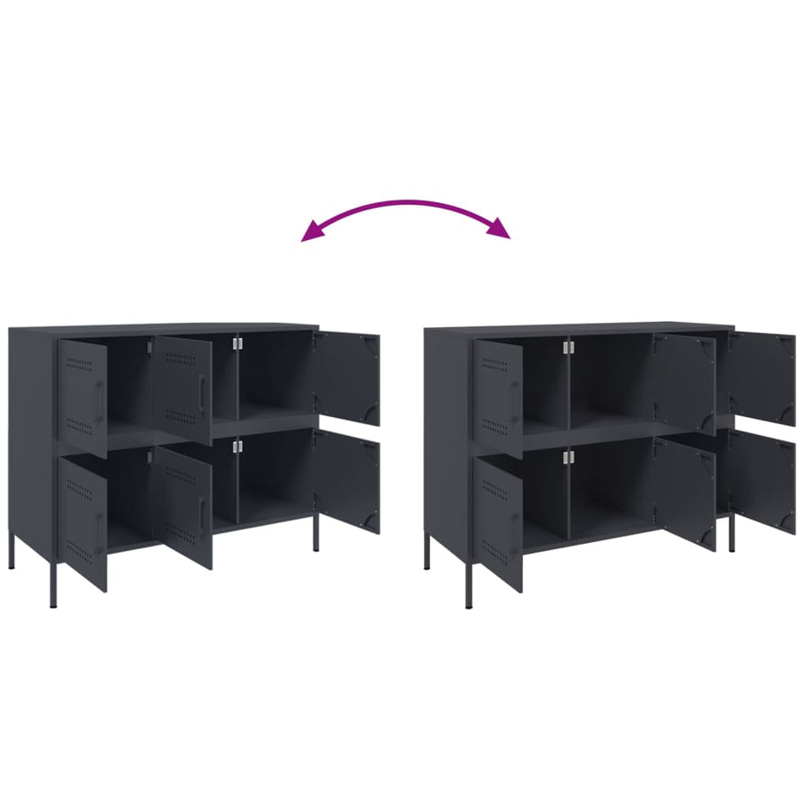 Dressoir 100,5X39X79 Cm Staal Kleurig Antraciet