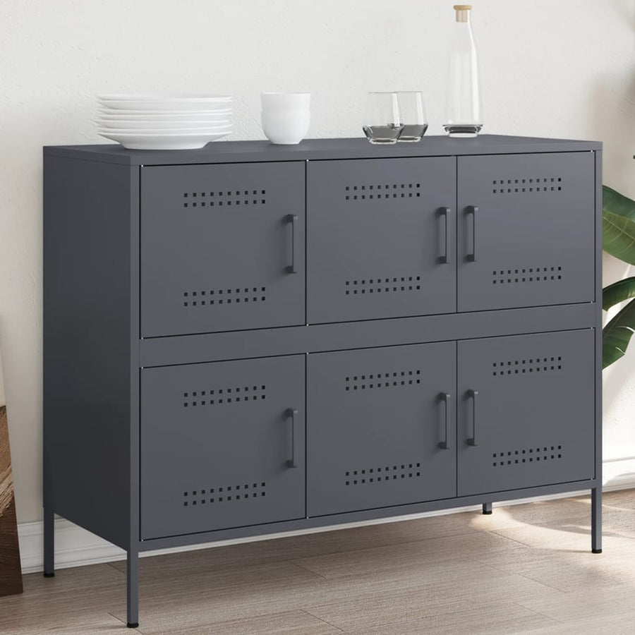 Dressoir 100,5X39X79 Cm Staal Kleurig Antraciet