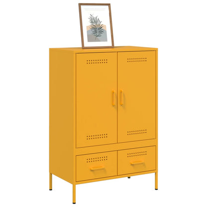 Hoge kast 68x39x101,5 cm koudgewalst staal mosterdgeel