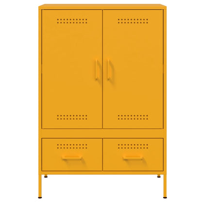Hoge kast 68x39x101,5 cm koudgewalst staal mosterdgeel
