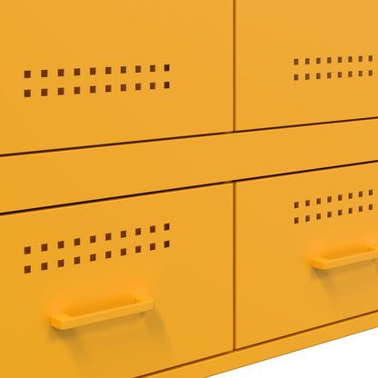 Hoge kast 68x39x101,5 cm koudgewalst staal mosterdgeel