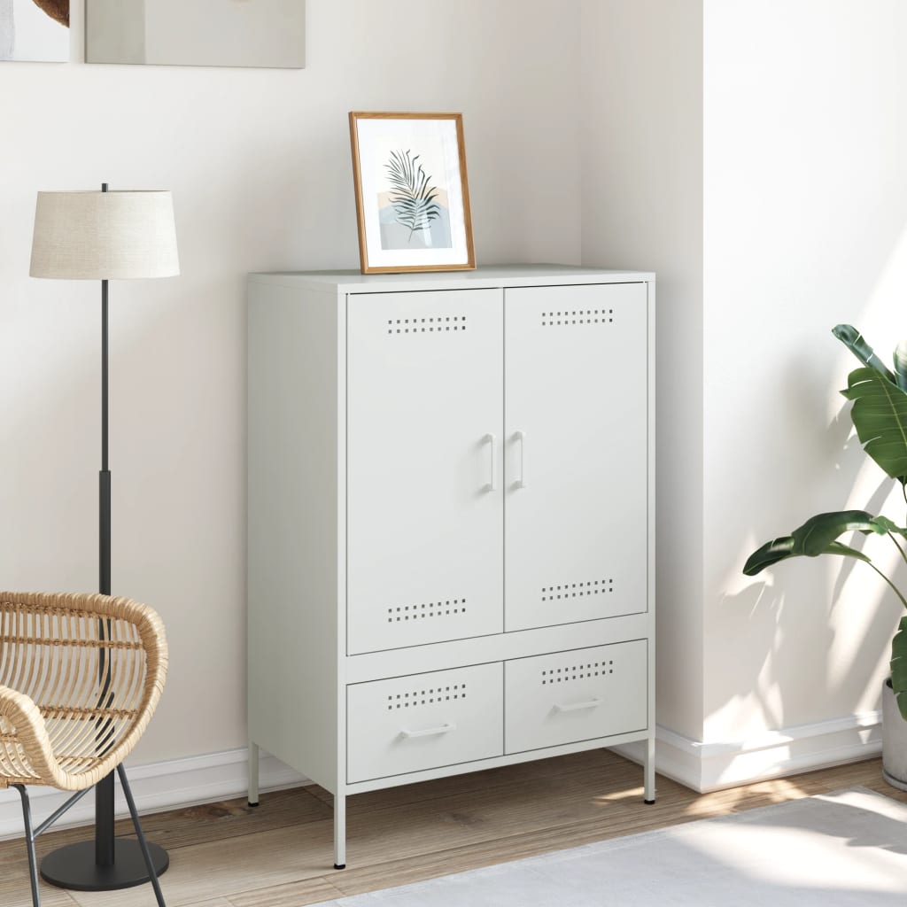Hoge kast 68x39x101,5 cm koudgewalst staal wit