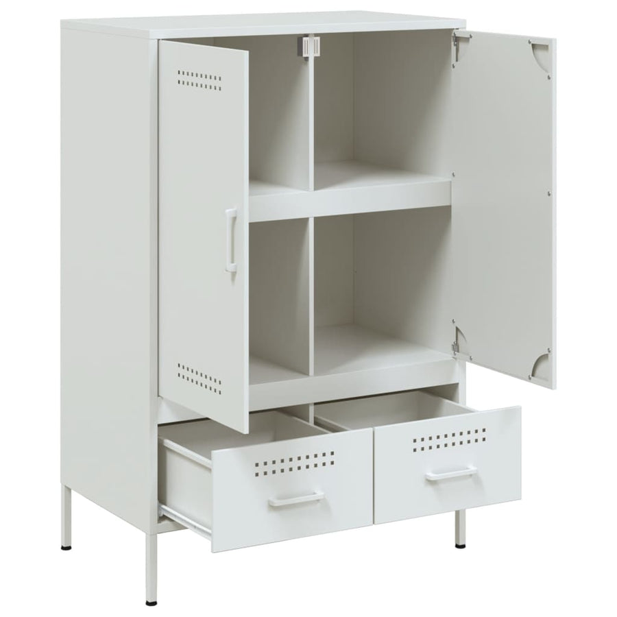 Hoge kast 68x39x101,5 cm koudgewalst staal wit