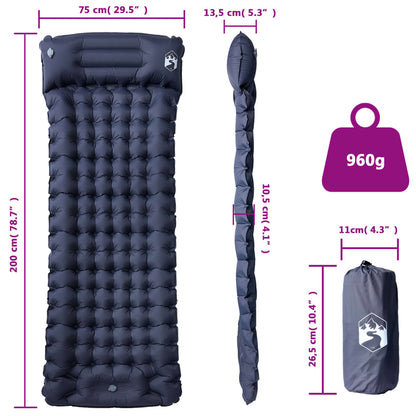 Kampeermatras Met Kussen Zelfopblazend Grijs