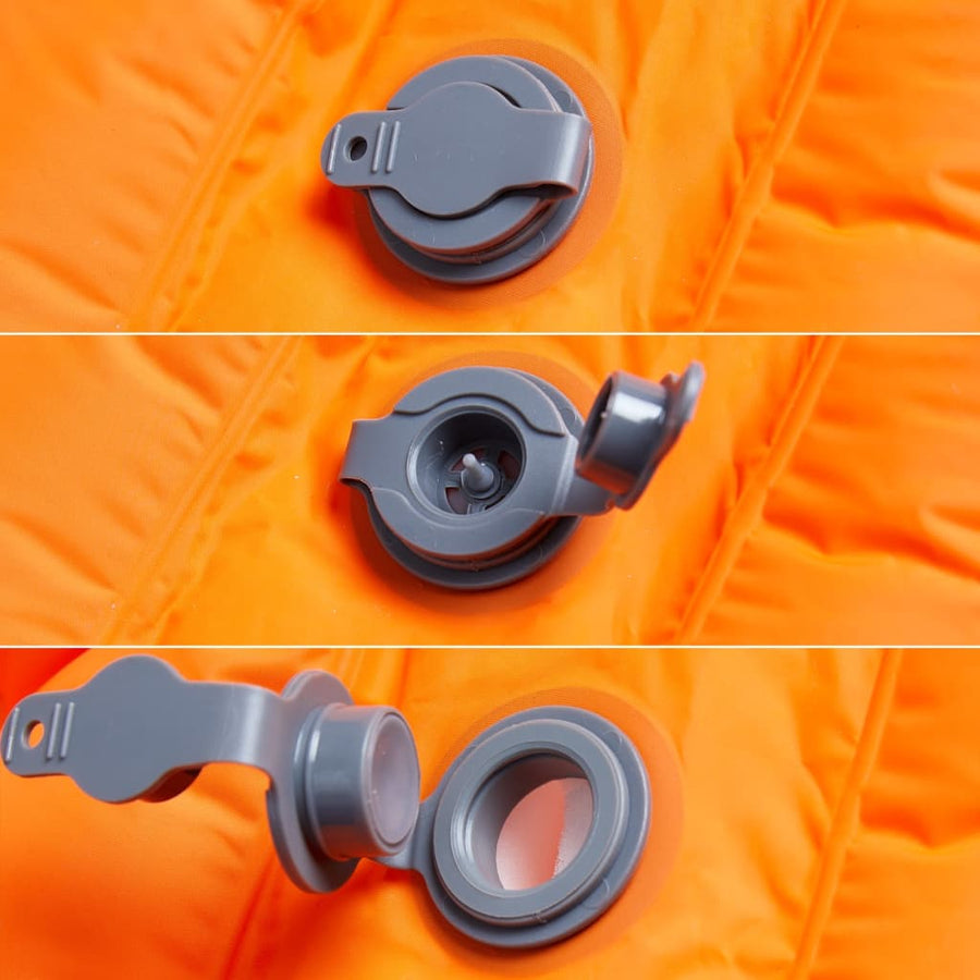 Kampeermatras met geïntegreerd kussen zelfopblazend oranje