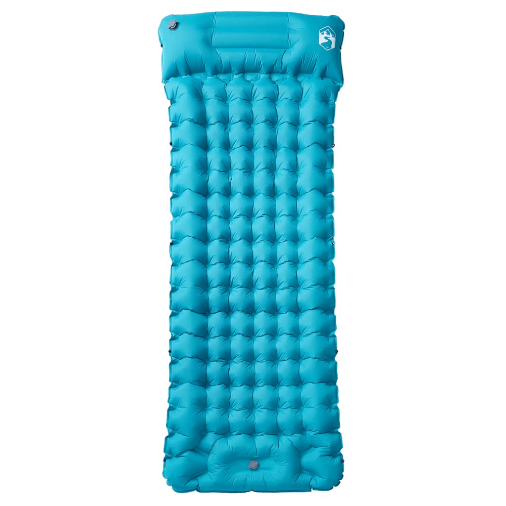 Kampeermatras met kussen zelfopblazend 1-persoons blauw