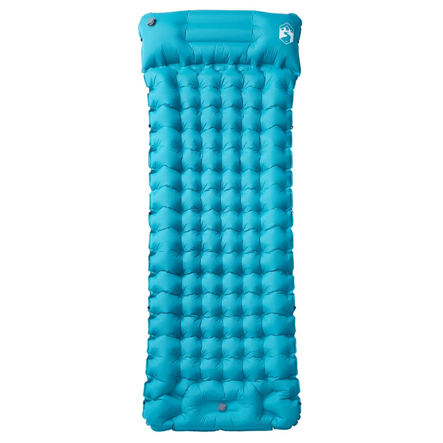Kampeermatras met kussen zelfopblazend 1-persoons blauw