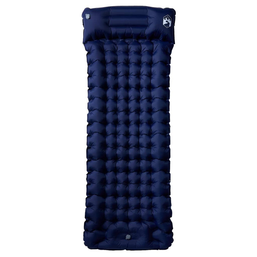 Kampeermatras met kussen zelfopblazend 1-persoons marineblauw