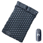 Self-inflating double camping mattress with pillows, grey