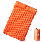 Self-inflating camping mattress with pillows, 2-person, orange
