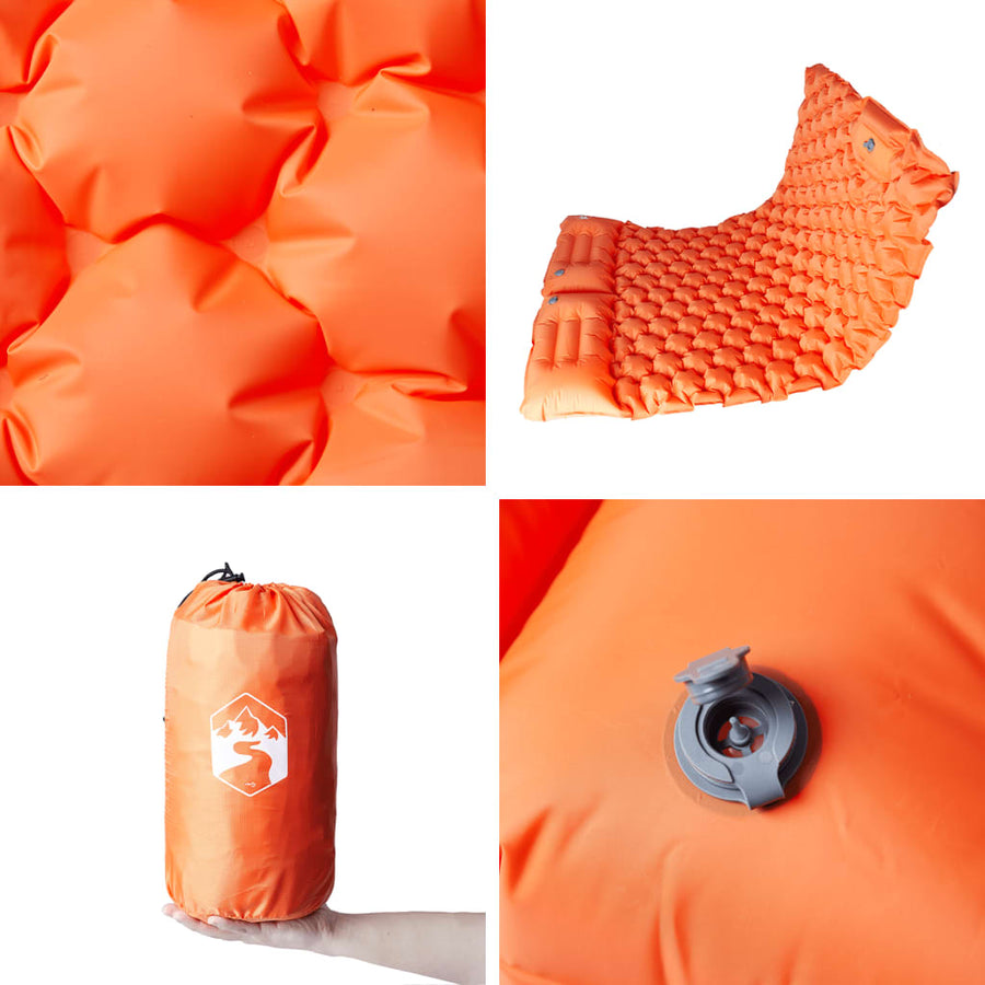Kampeermatras met kussens zelfopblazend 2-persoons oranje