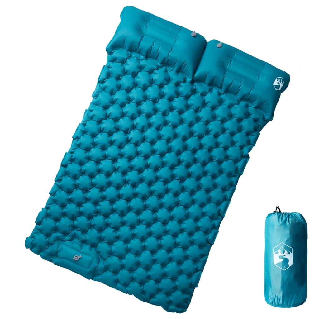 Kampeermatras met kussens zelfopblazend 2-persoons blauw