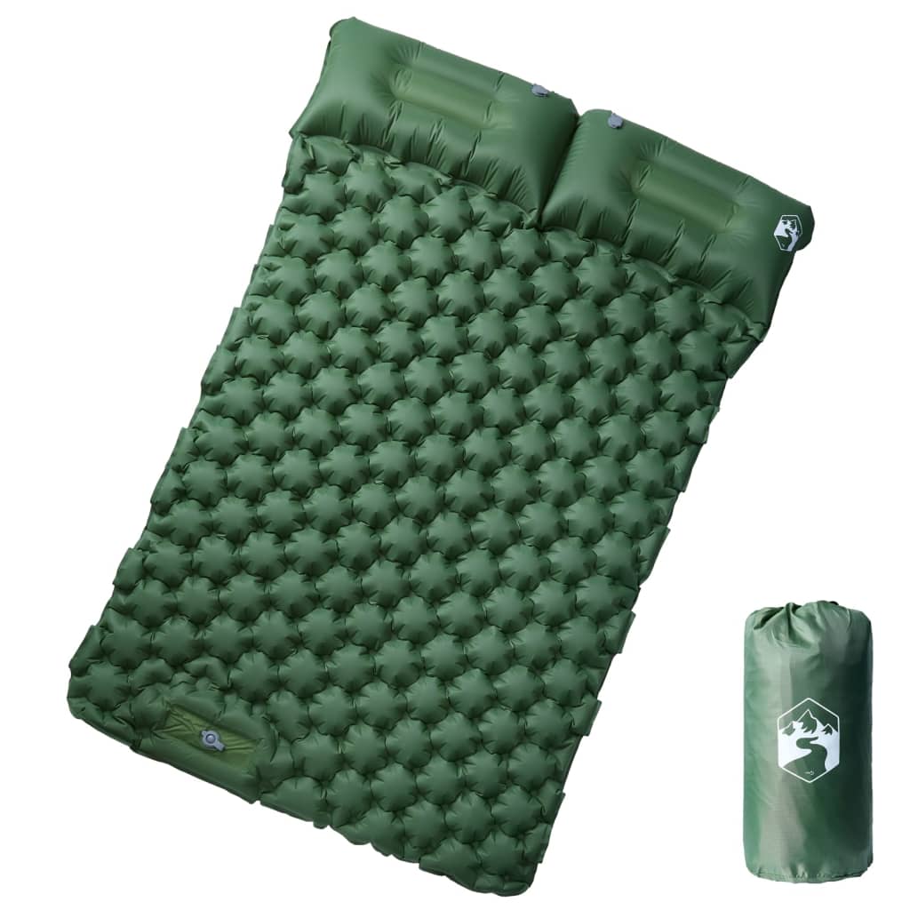 Kampeermatras met kussens zelfopblazend 2-persoons groen