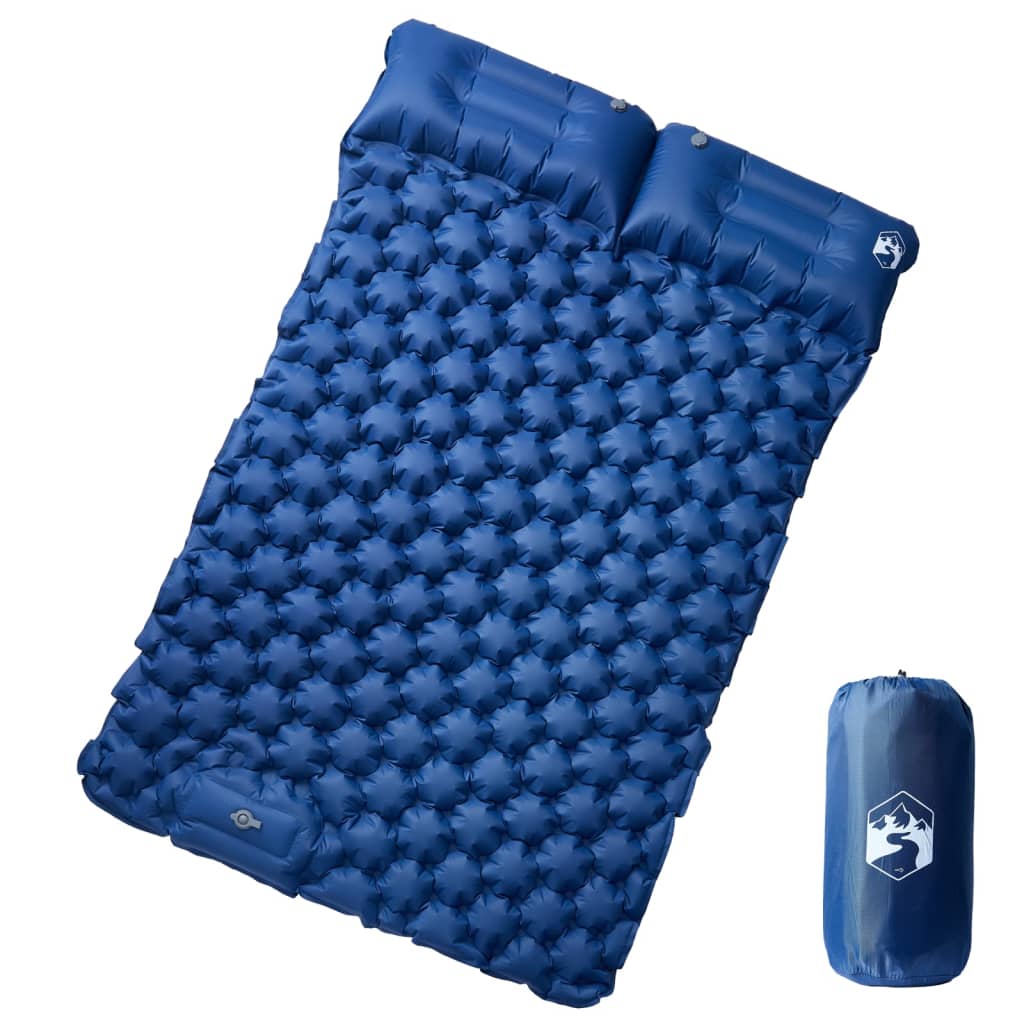 Kampeermatras met kussens zelfopblazend 2-persoons marineblauw