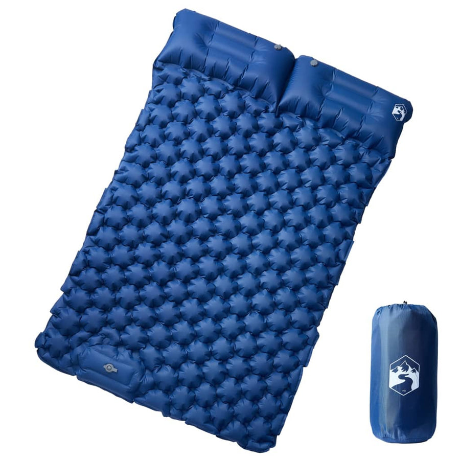 Kampeermatras met kussens zelfopblazend 2-persoons marineblauw