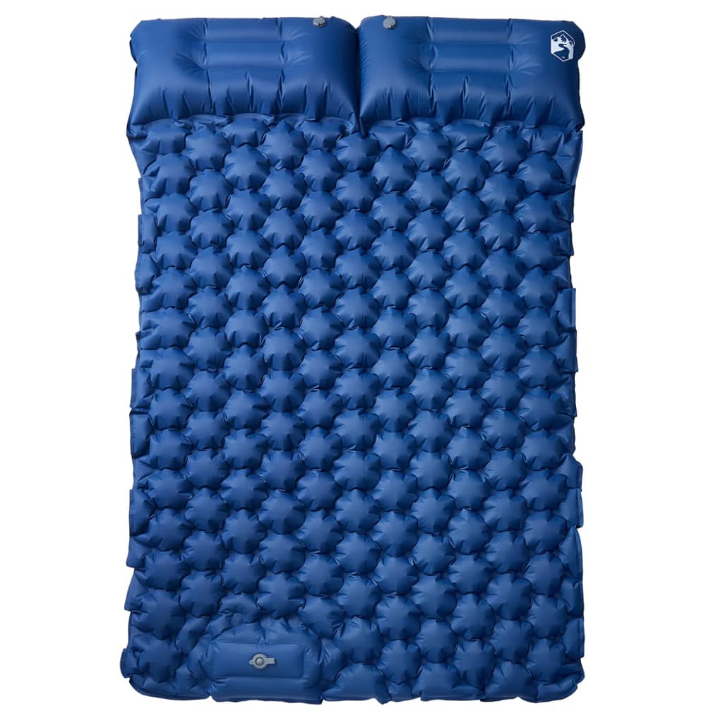 Kampeermatras met kussens zelfopblazend 2-persoons marineblauw