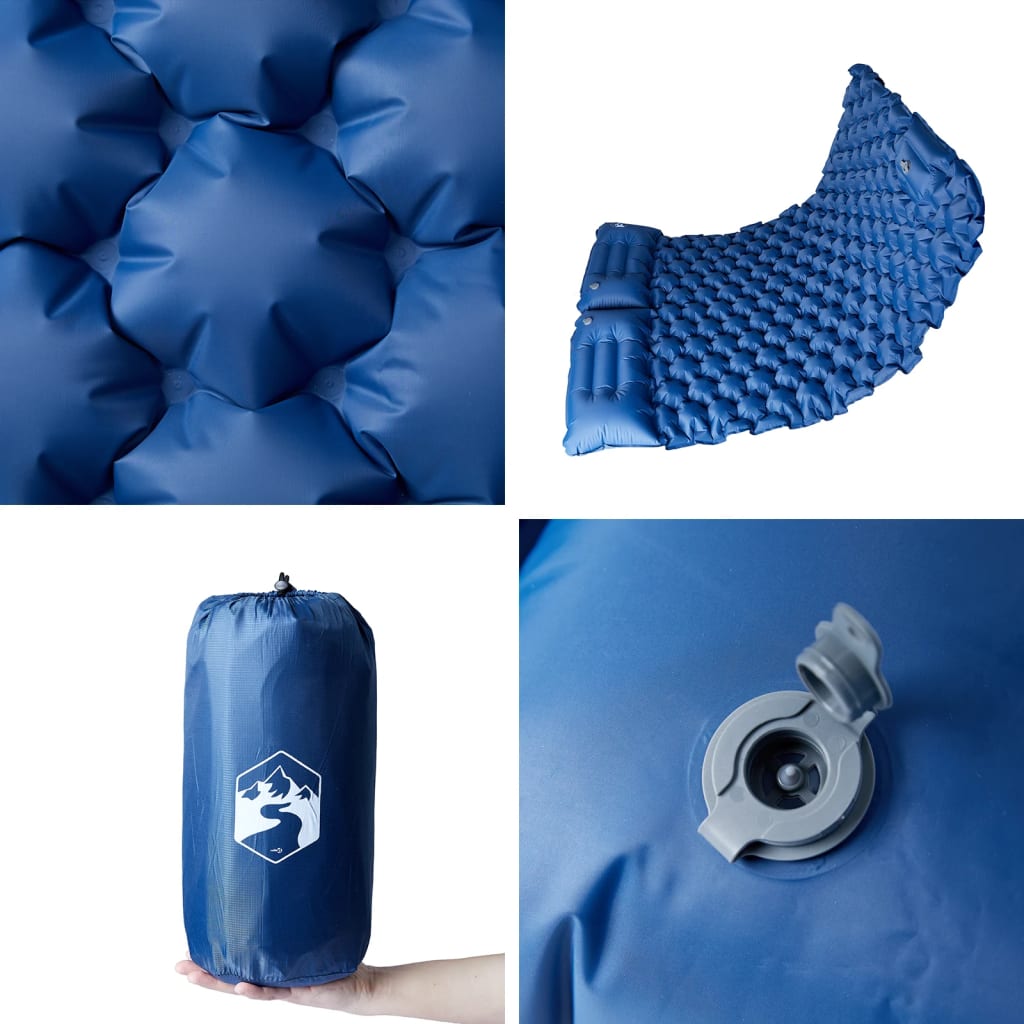 Kampeermatras met kussens zelfopblazend 2-persoons marineblauw