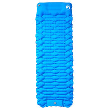 Kampeermatras met geïntegreerd kussen zelfopblazend blauw