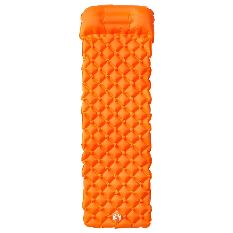 Kampeermatras met geïntegreerd kussen opblaasbaar oranje