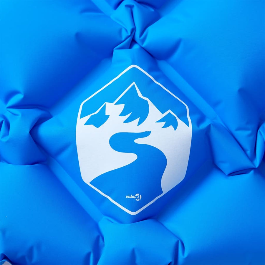 Kampeermatras met geïntegreerd kussen opblaasbaar blauw