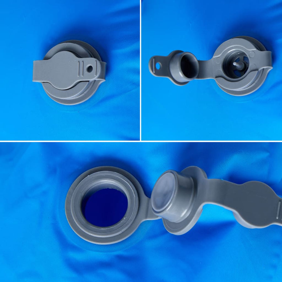 Kampeermatras met geïntegreerd kussen opblaasbaar blauw
