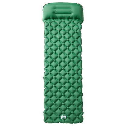 Kampeermatras met geïntegreerd kussen opblaasbaar groen