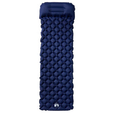 Kampeermatras met kussen opblaasbaar 1-persoons marineblauw