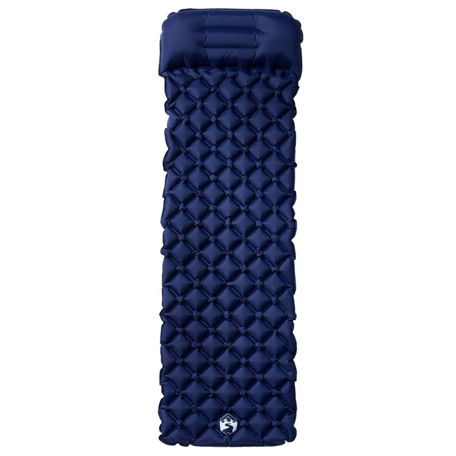 Kampeermatras met kussen opblaasbaar 1-persoons marineblauw