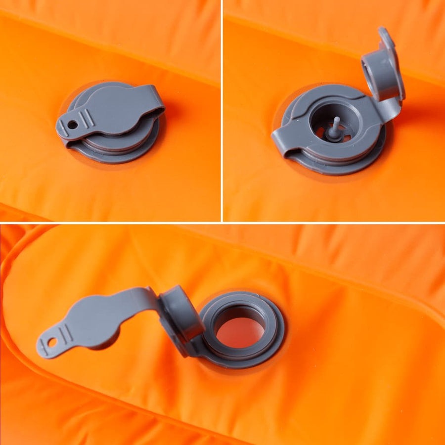 Kampeermatras met geïntegreerd kussen zelfopblazend oranje
