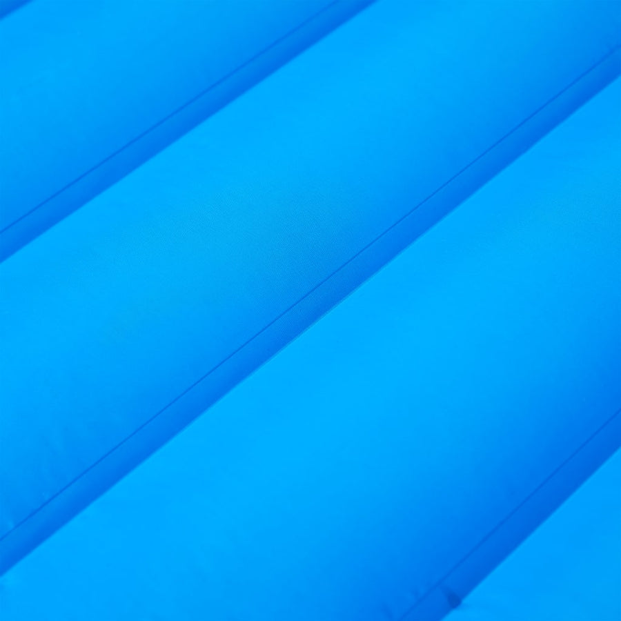 Kampeermatras met geïntegreerd kussen zelfopblazend blauw