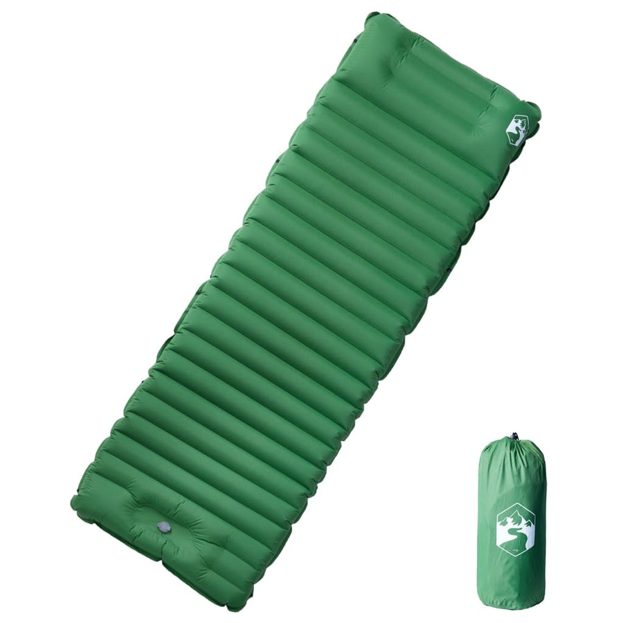 Kampeermatras met geïntegreerd kussen zelfopblazend groen