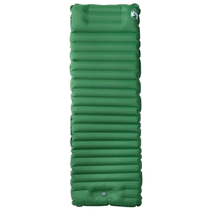 Kampeermatras met geïntegreerd kussen zelfopblazend groen