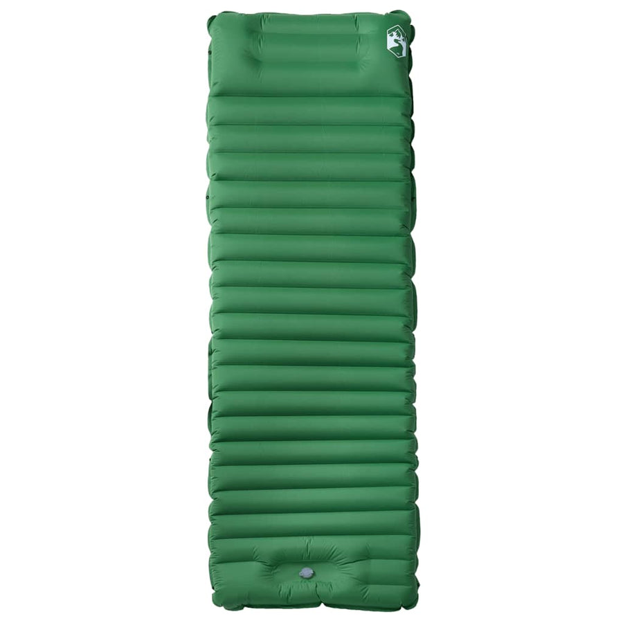 Kampeermatras met geïntegreerd kussen zelfopblazend groen