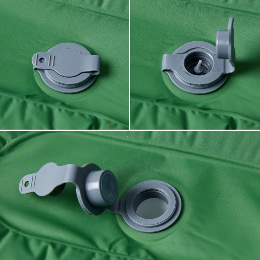 Kampeermatras met geïntegreerd kussen zelfopblazend groen