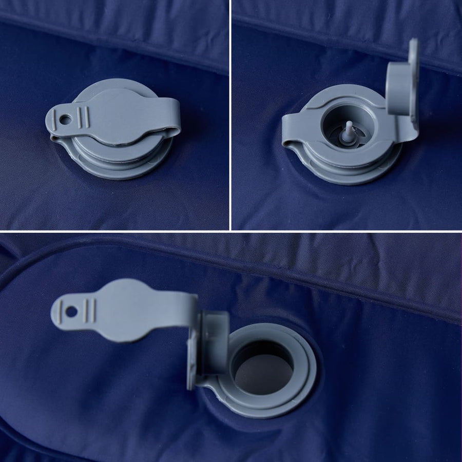 Kampeermatras Met Kussen Zelfopblazend 1-Persoons Marineblauw