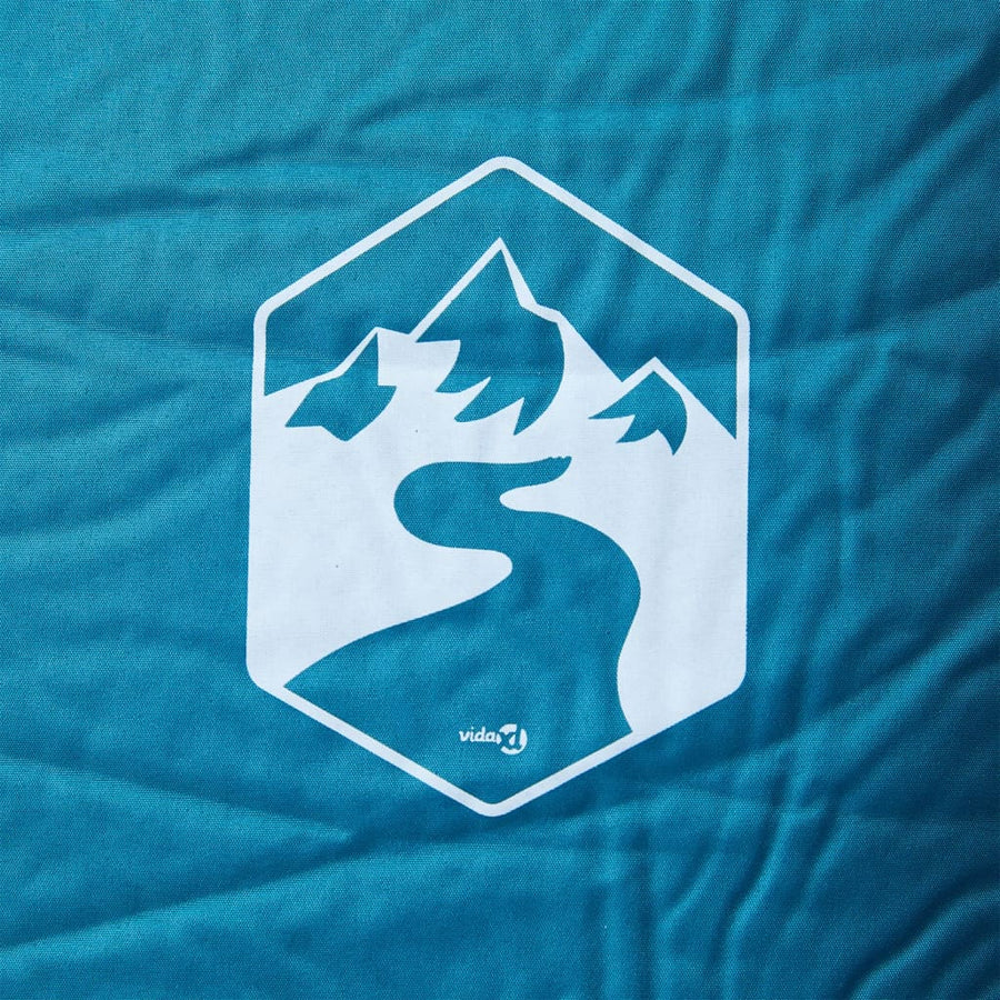 Kampeermatras met geïntegreerd kussen zelfopblazend turquoise