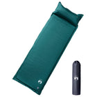Self-inflating camping mattress with pillow 1-person green
