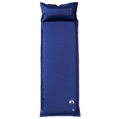 Kampeermatras met geïntegreerd kussen zelfopblazend marineblauw